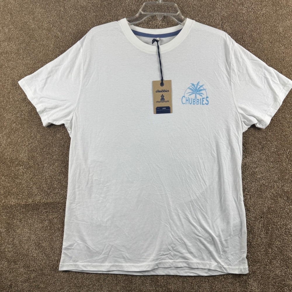 Chubbies Mens Graphic Tee White The Weekend Has Arrived Palm Tree Large